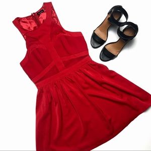 TOBI; DO & BE Red Fit & Flare Dress with Cut-Outs